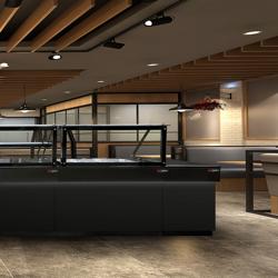 Stolik kasowy TORONTO stal nierdzewna - 1800x880mm - Panel przedni Czarny mat - Blat roboczy Czarny granit