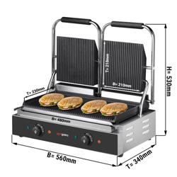 Parilagrilli/ paninigrilli - 3,6 kW - levyt: ylä- ja alalevy uritettu - Paistoala: 480x230 mm