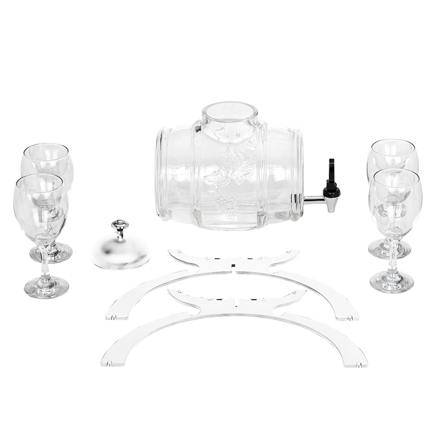 Distributeur de vin - 4 Litres - Blanc - incl. 4 Verres à vin