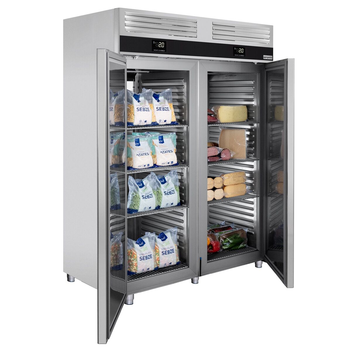 Armoire bi‑température Inox AISI 304 PREMIUM - GN 2/1 - 1400 L - avec 2 portes