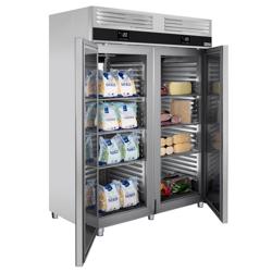 Koel-/vriescombinatie RVS PREMIUM - GN 1/1 - GN 2/1 - 1400liter - tot -25°C tot +8°C - met 2 deuren - geforceerde koeling, automatische ontdooiing & LED‑verlichting - 1400mm