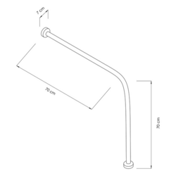 Hoekhandgreep - Roestvrij staal - 90° - Lengte: 700mm