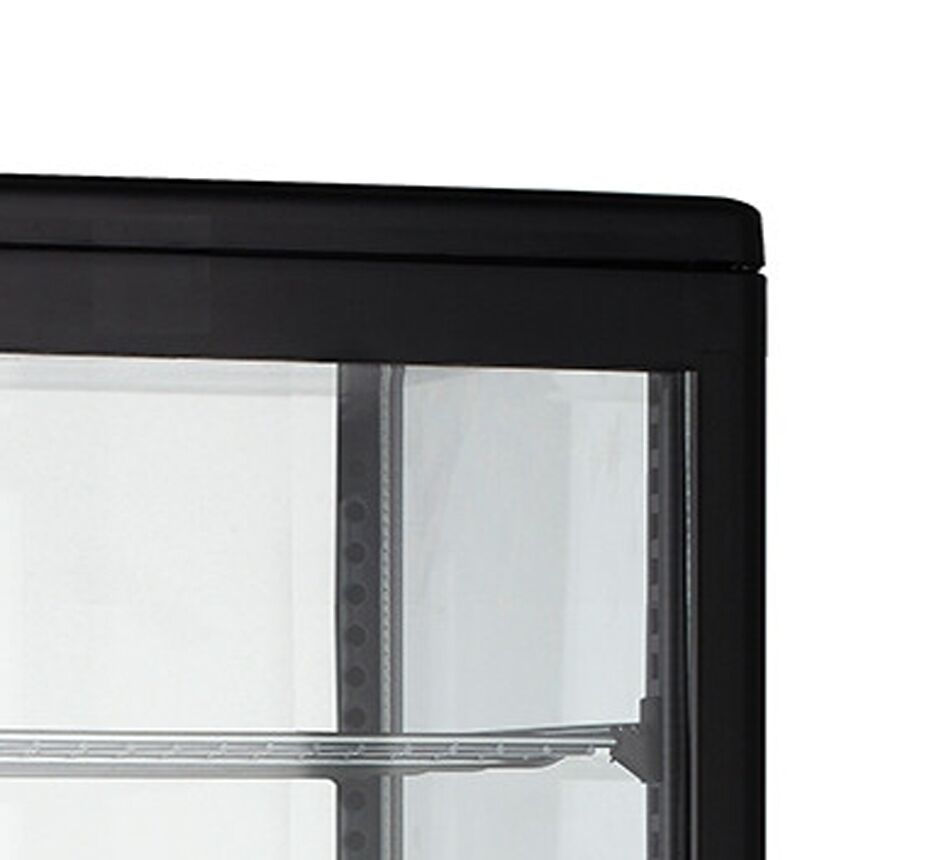 Vitrine réfrigérée 4 faces vitrées / Vitrine panoramique de table – 68 litres – 420 mm – 3 étagères – Noir