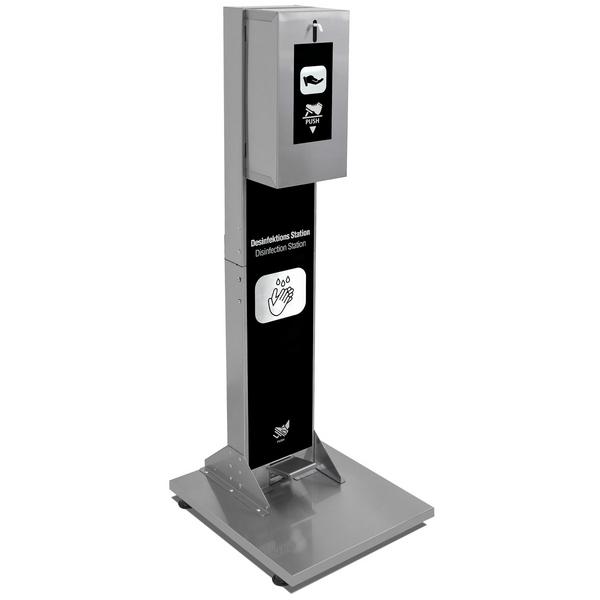 Disinfectant dispenser – Hands-free foot pedal - Stainless steel - Freestanding - Height 1125 mm