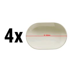 (4 pz) TEOS - Piatto ovale - Porcellana - 360x165mmxH40mm - Creme