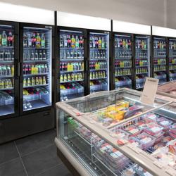 (4 stuks) Drankenkoelkast - 4800mm - 4800,0L - frameloze glasdeur - met 8 glasdeuren & lichtbak & LED-interieurverlichting - zwart