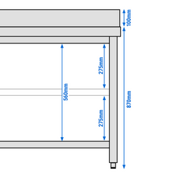Worktable Stainless steel PREMIUM - 1000x600mm - with undershelf & upstand