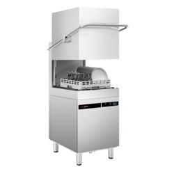 Doorschuifvaatwasser - Touchscreen-bediening - 400V - 9,66kW - met zeep-, glansspoel- & afvoerpomp - incl. aanvoertafel links & afvoertafel rechts