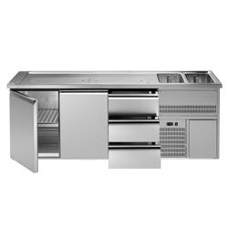 Botellero de barra refrigerado PREMIUM PLUS - 2500x700mm - 2 puertas & 3 cajones