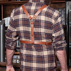 KARLOWSKY | Cowhide Leather Bib Apron X-Back – Mocha - 60×82 cm