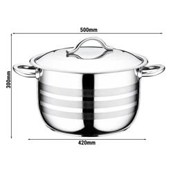 Kookpan - Rvs - 27,80 liter - Ø40cm - hoogte: 300mm - met deksel - geschikt voor alle warmtebronnen, inclusief inductie - 420x500x300mm