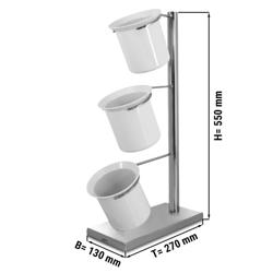 Cutlery Tray - 130x270mm - Height: 550mm - Stainless steel - with 3x 1 shelves - with 3 compartments - Chrome