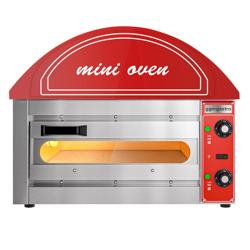 Commercial Electric Mini Pizza Oven Single Deck – 1x Ø34 cm - 280°C Max - Mechanical Controls - Red