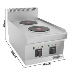 Fogão elétrico - 2x placas circulares (5,2 kW)