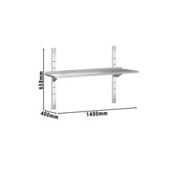 Mensola a parete in acciaio inox PREMIUM - 1400x400mm - con 1 ripiano