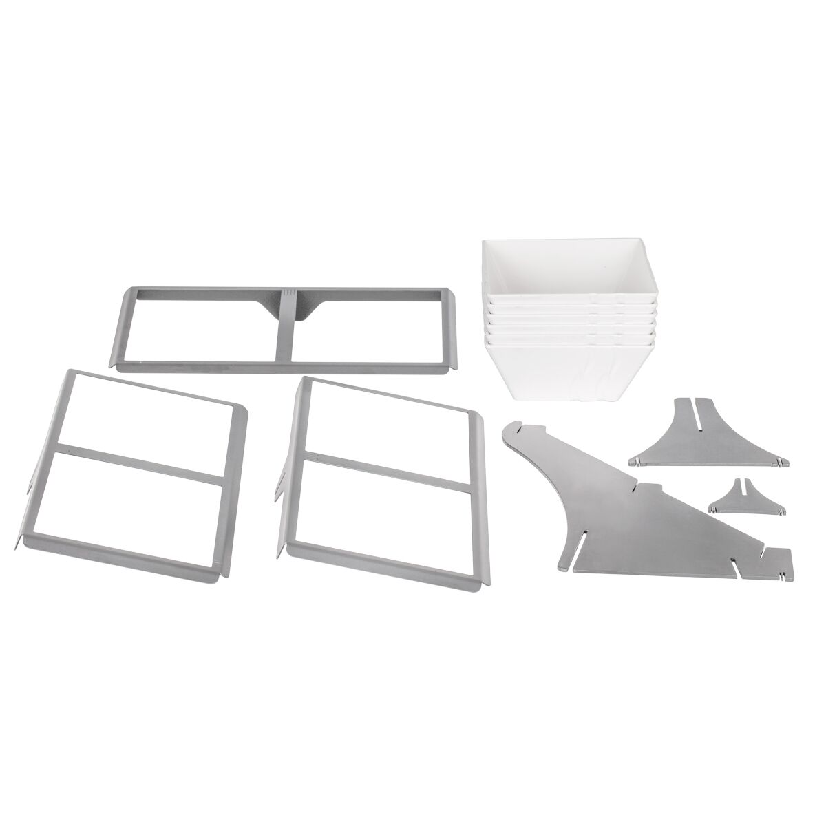 Présentoir buffet / étagère - incl. 6 bols en mélamine - rectangulaires