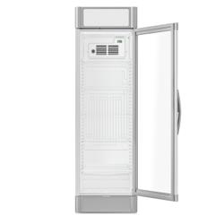 Frigorífico expositor de bebidas - 595mm - 347L - com 1 porta de vidro & painel publicitário iluminado - com indicação/painel digital de temperatura - Cinzento