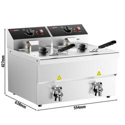 Elektro Doppelfritteuse - 8+8 Liter - 6,5 kW - mit Ablasshahn