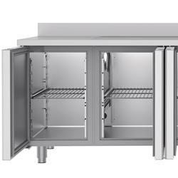 Commercial Refrigerated Worktable PREMIUM - 2360x700 -  4 Doors - 1 Basin Right - Upstand