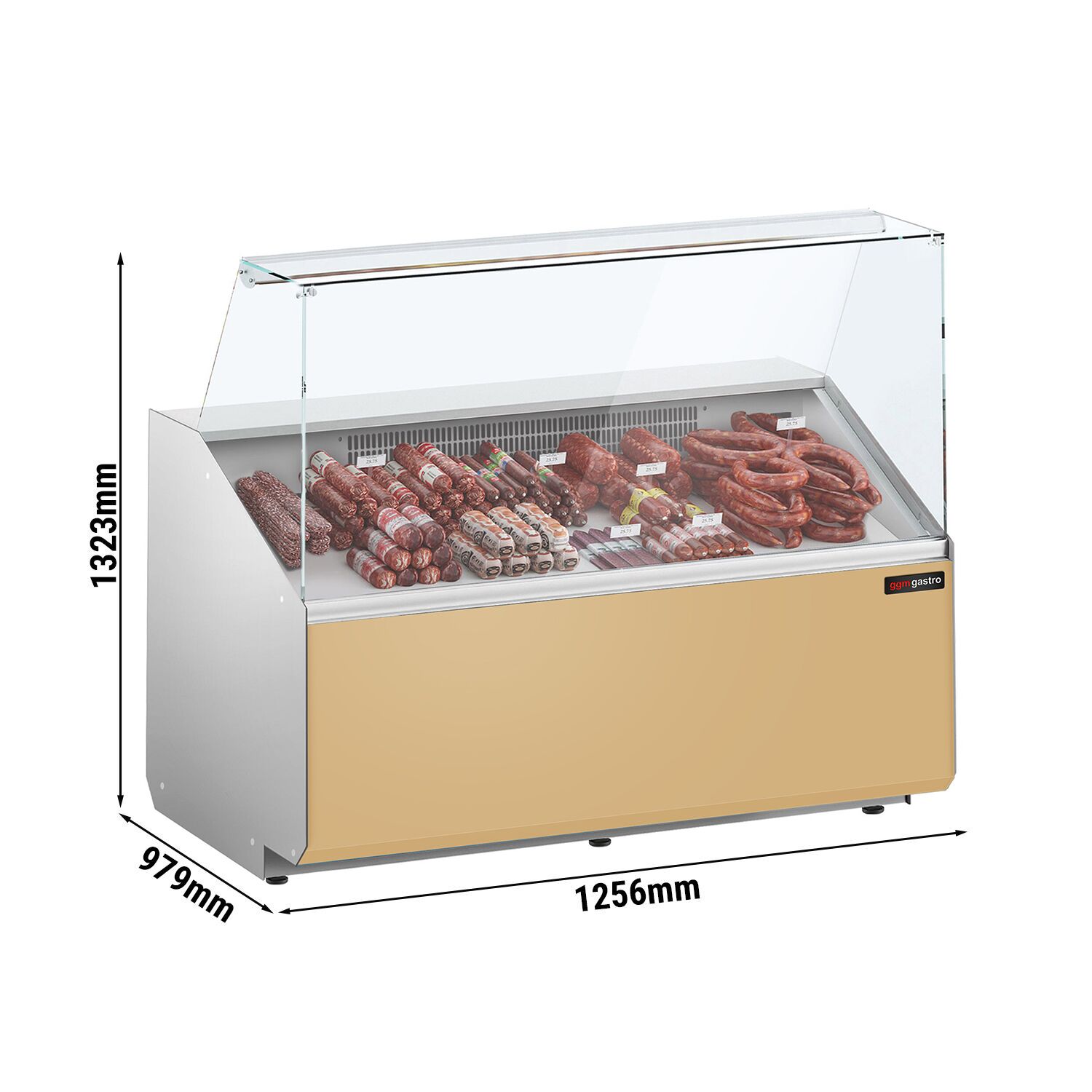 Comptoir vitrine réfrigérée - 1256x979mm - +2/+6°C - 262L - Façade beige