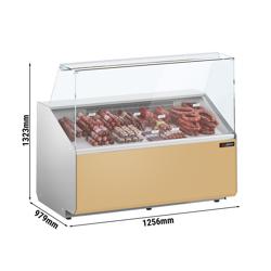 Banco gastronomia professionale - 1256x979mm - 262 L - Vetro dritto - Pannello frontale Beige