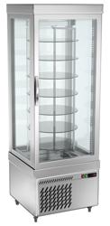 Commercial cake display fridge - 430L - 670mm - with 7 rotating shelves - 1 door - Silver