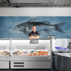 Vistoonbank - 1875x880mm - gebogen ruit - LED-verlichting - op wielen