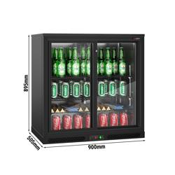 Barkühlschrank - 900mm - 220 Liter - 2 Glasschiebetüren - Außen & Innen Schwarz