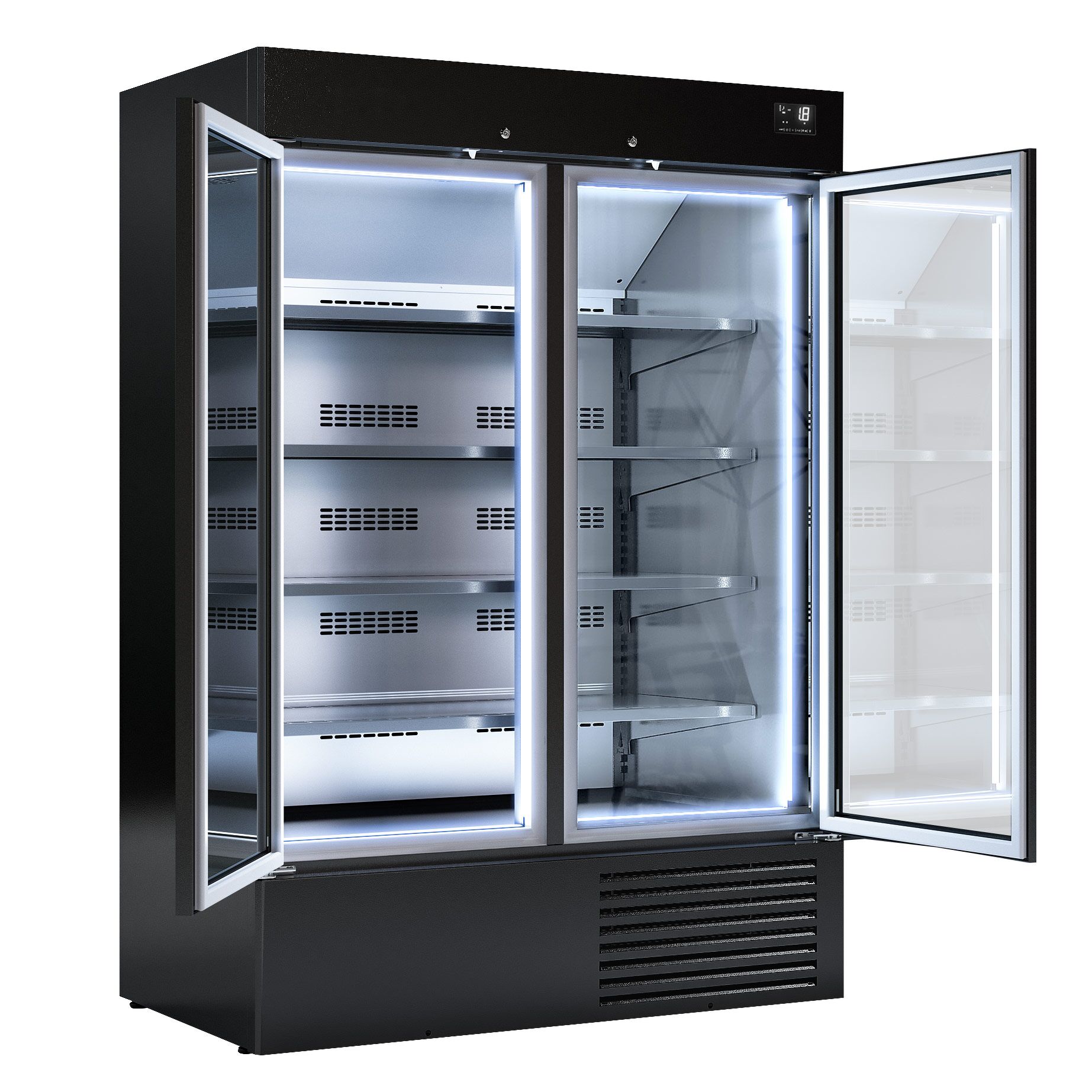 Vitrine murale de congélation - 1384 mm - jusqu’à -18 °C - avec portes à double vitrage - 4 étagères