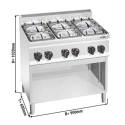 Fogón de gas - 6 quemadores (28,5 kW) con llama piloto