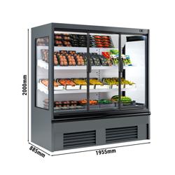 Vitrine murale réfrigérée - 1955mm - 1056L - avec 1 porte battante vitrée & 2 étagères - arrière fermé - Anthracite (RAL7016)