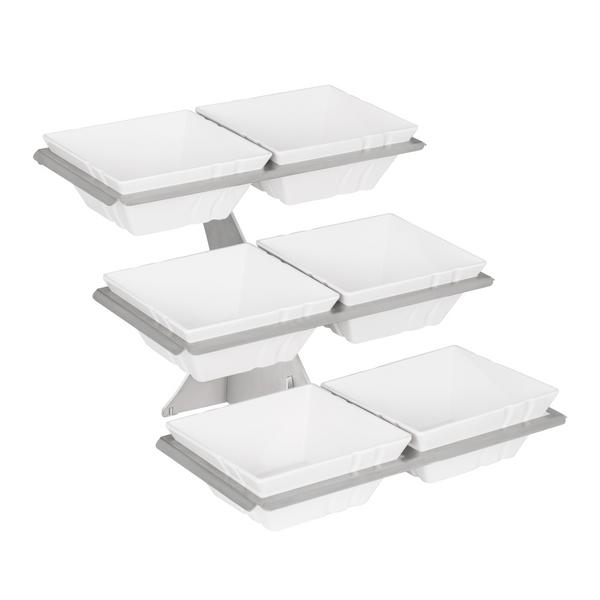 Présentoir buffet / étagère - incl. 6 bols en mélamine - rectangulaires