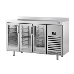 Tavolo refrigerato PREMIUM PLUS - 1960x700mm - 465 L - 3 Porte in vetro, alzatina