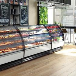 Commercial multideck display fridge - 1250mm - 365L - with 2 sliding glass doors & 3 shelves - rear sliding doors - incl. night blind - Black/White