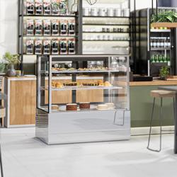 Vetrina refrigerata e per torte - 1200 mm - doppio vetro - con 2 ripiani