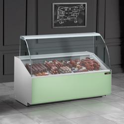 Commercial Refrigerated Serve-Over Counter PREMIUM - 1256 mm - +2 to +6°C - panoramic glass - green front