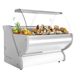 Vitrina de refrigeración - 1500mm - vitrina expositora - iluminación - frontal curvo - base y cuerpo blancos