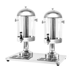 Juice Dispenser - 2x polycarbonate tanks with tap & ice inserts - 2x 7.5 Litres - Stainless steel - incl. drip tray & ice inserts