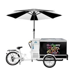 Bicicleta de gelados - 2665mm - Frio estático - com iluminação LED - com toldo com iluminação LED - para 7 cubas de gelado de 5 litros