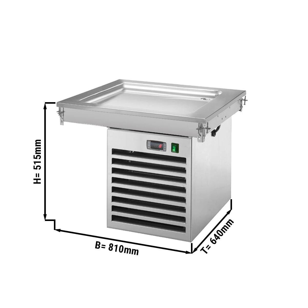 Plaque réfrigérée encastrable – 800 mm – +2 à +8 °C – 2x GN 1/1 – 350 W