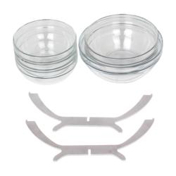 Expositor para compotas - Conjunto de 5 peças - Aço inoxidável com revestimento a pó - Branco - incl. 5 Tigelas de vidro 4x200x200mm, 1x230x230mm - com 5 prateleiras