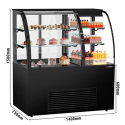 Self Servis Soğuk Teşhir Dolabı (Duvar Tipi) Pasta tezgahı - Çift Cam - 1400mm - raflı 2 cam raf - cam kapı