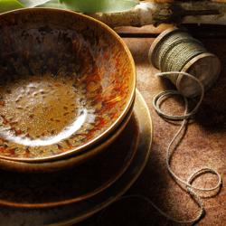 (6 st) Skål - RUSTIQUE - stengods - Ø 150 mm - brun
