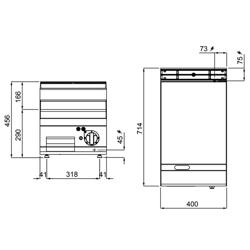 Elektrische bakplaat - 4,8 kW - Glad - Bakoppervlak: 400x714mm