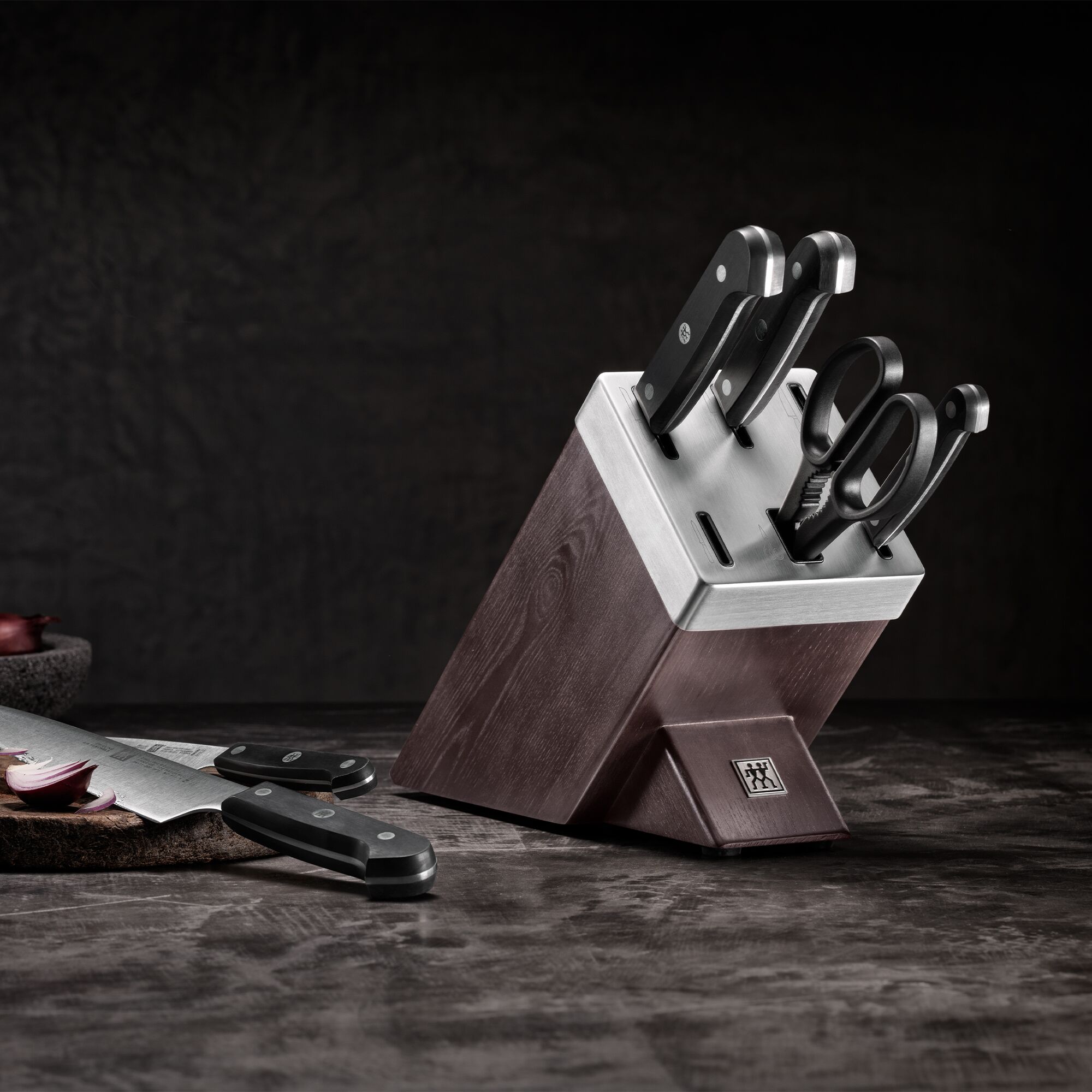 ZWILLING | GOURMET SharpBlock - Bloc de couteaux auto-affûtant - 7 pièces - Marron