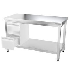 Mesa de trabalho PREMIUM - em Aço Inoxidável  - 1,4 m - com estrutura e prateleira de base