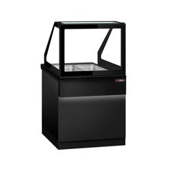 Vetrina calda TORONTO - 800mm - frontale nero - per 2x GN 1/1 - piano di lavoro in granito nero