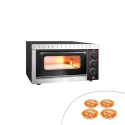 Elektrikli Pizza Fırını - Kompakt - 20 cm x 4 Pizza Kapasiteli - 230V - Manuel - Siyah - maks. 350°C