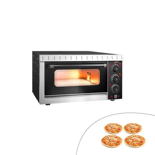 Mini forno per pizza - Meccanico - 590x570mm - 4 pizze Ø20cm - per Ø 20cm pizza - fino a 350°C - Nero