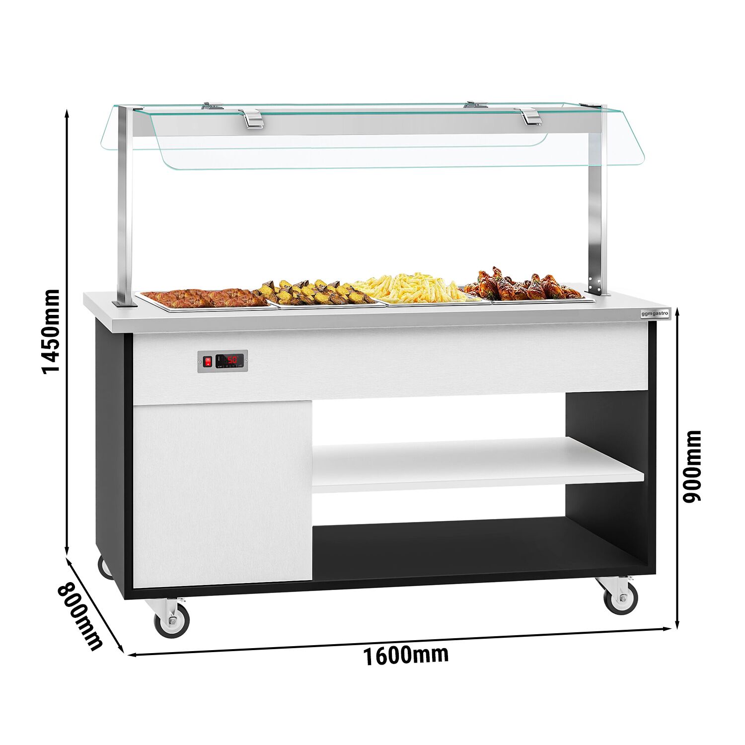 Buffet chaud DANZIG - 1600mm - 4 bacs GN 1/1